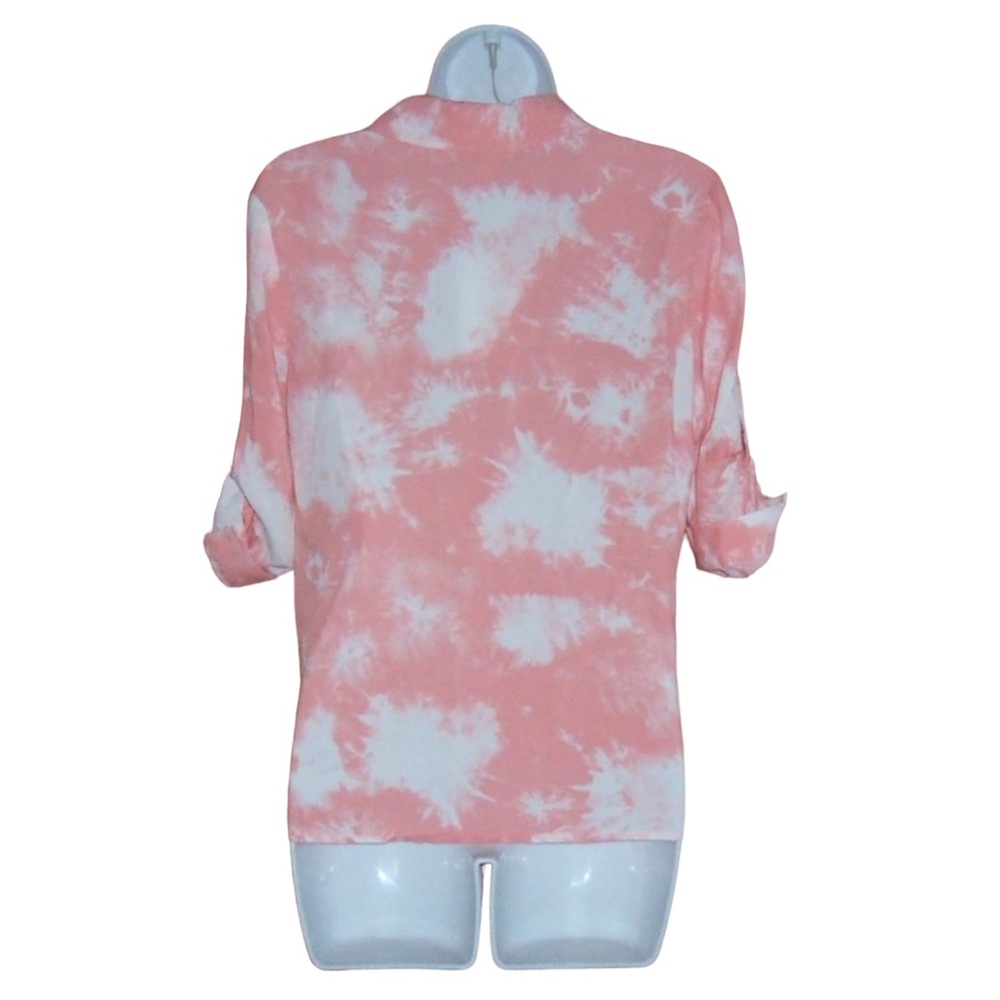 NWT Como Blu Tie Dye Pink Button Down Top Shirt - Women’s S/P - Picture 4 of 11